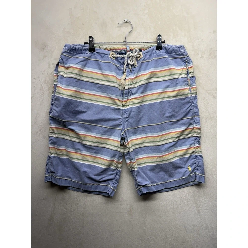 VTG Polo Ralph Lauren Swimming Short Mens 40 Striped Multicolor Trunk Distressed